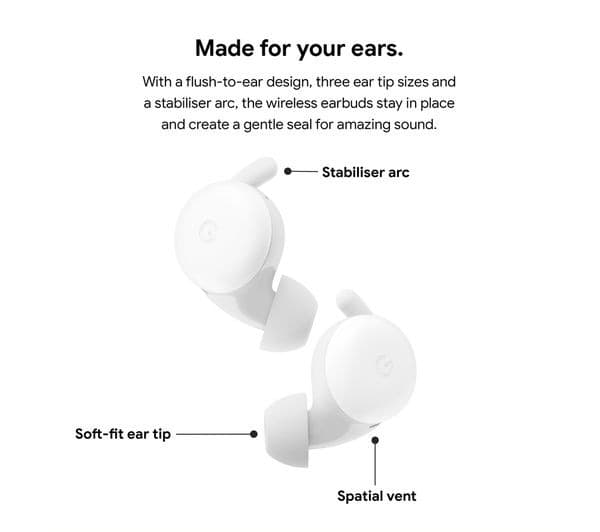 GOOGLE Pixel Buds A-Series Wireless Bluetooth Earphones - Clearly White - Image 3