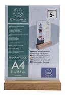 Exacompta - Ref 84258D - Sign Holder with Wooden Base - Suitable for A4 Documents, Solid Oak Plinth, Visible Both Sides, PMMA (Acrylic) Material, Rigid & UV Resistant - Clear thumbnail 2