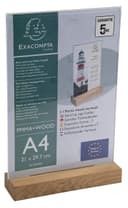 Exacompta - Ref 84258D - Sign Holder with Wooden Base - Suitable for A4 Documents, Solid Oak Plinth, Visible Both Sides, PMMA (Acrylic) Material, Rigid & UV Resistant - Clear thumbnail 4