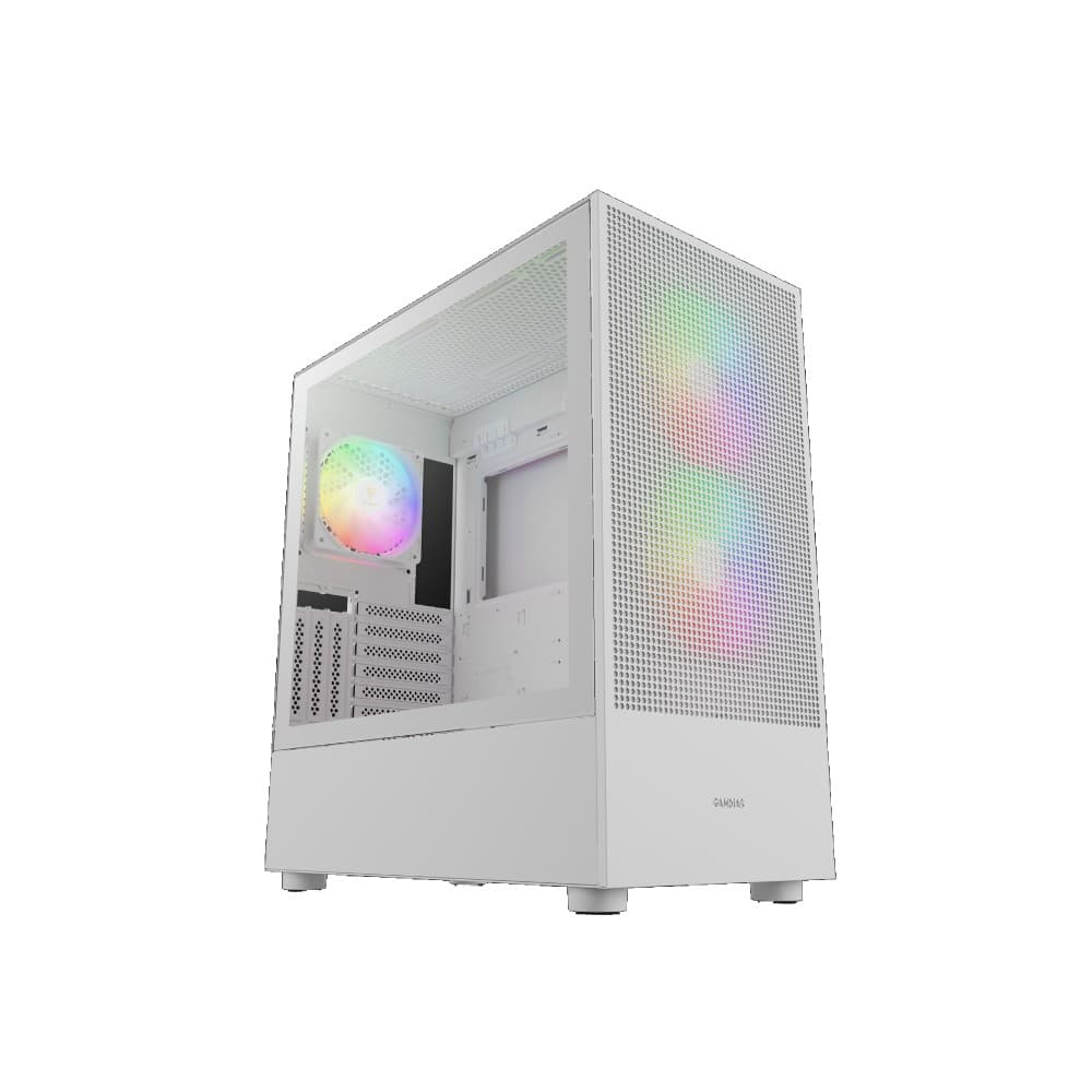 Gamdias TALOS M3 MESH Tempered Glass Mid Tower Gaming PC Case - White - Image 2
