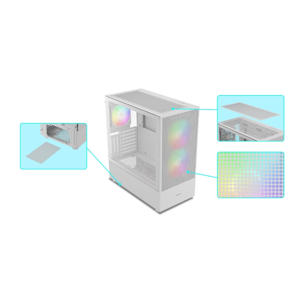 Gamdias TALOS M3 MESH Tempered Glass Mid Tower Gaming PC Case - White - Image 10