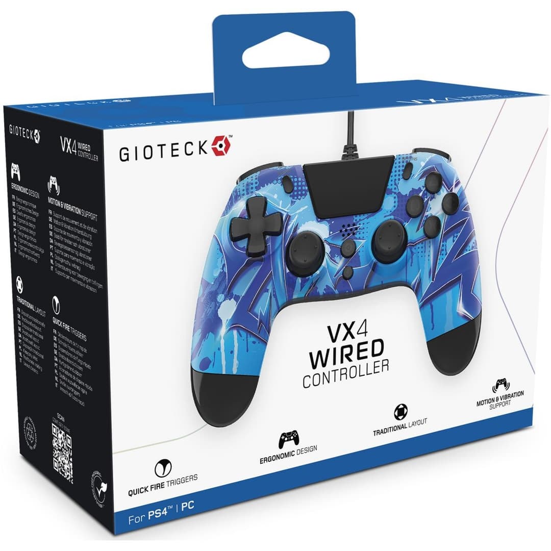 Gioteck VX4 Wired Controller for PS4 - Blue Lightning - Image 4