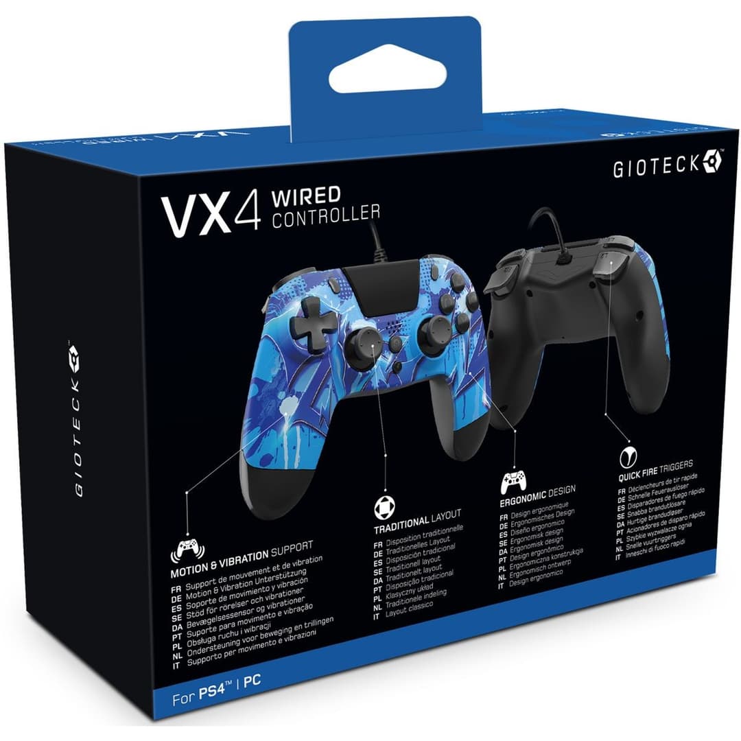 Gioteck VX4 Wired Controller for PS4 - Blue Lightning - Image 5