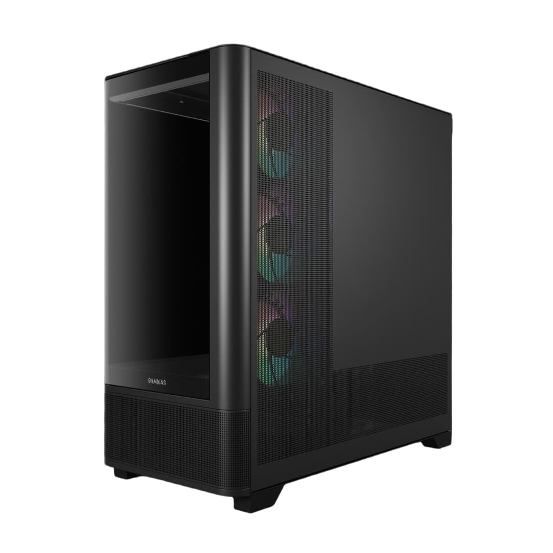 Gamdias ATLAS P2 CG Mid Tower ATX Gaming PC Case with 4 x RGB Fans - Black - Image 3