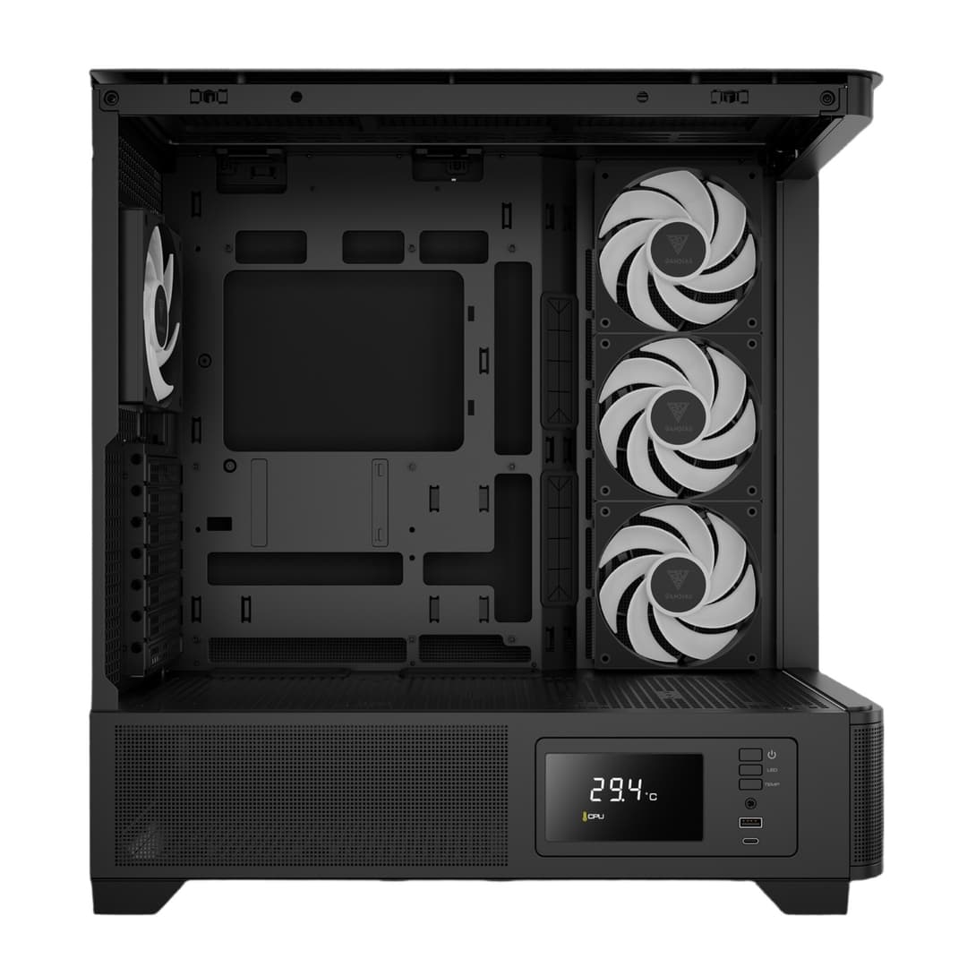 Gamdias ATLAS P2 CG Mid Tower ATX Gaming PC Case with 4 x RGB Fans - Black - Image 5