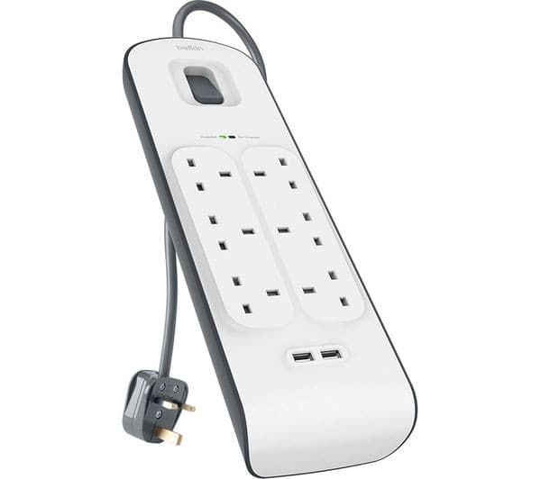 BELKIN BSV604af2M Surge Protected 6-Socket Extension Lead with USB - 2 m - Image 1