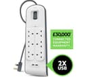 BELKIN BSV604af2M Surge Protected 6-Socket Extension Lead with USB - 2 m thumbnail 2