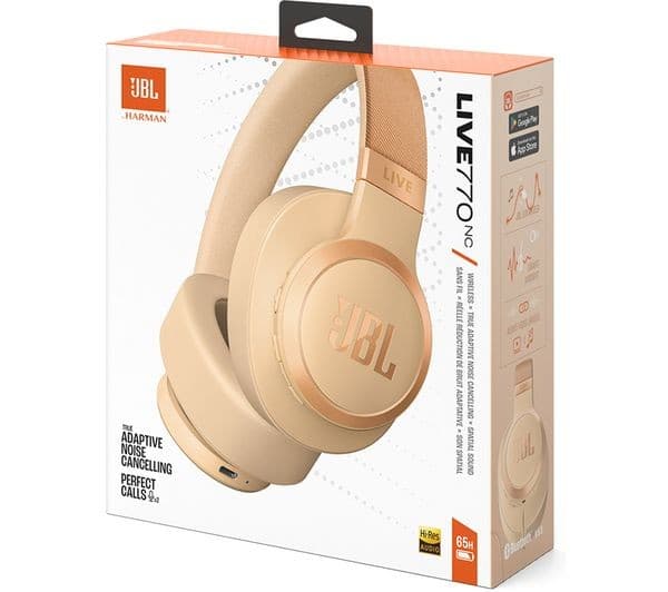 JBL Live 770NC Wireless Over-Ear Noise Cancelling Headphones - Sand - Image 3