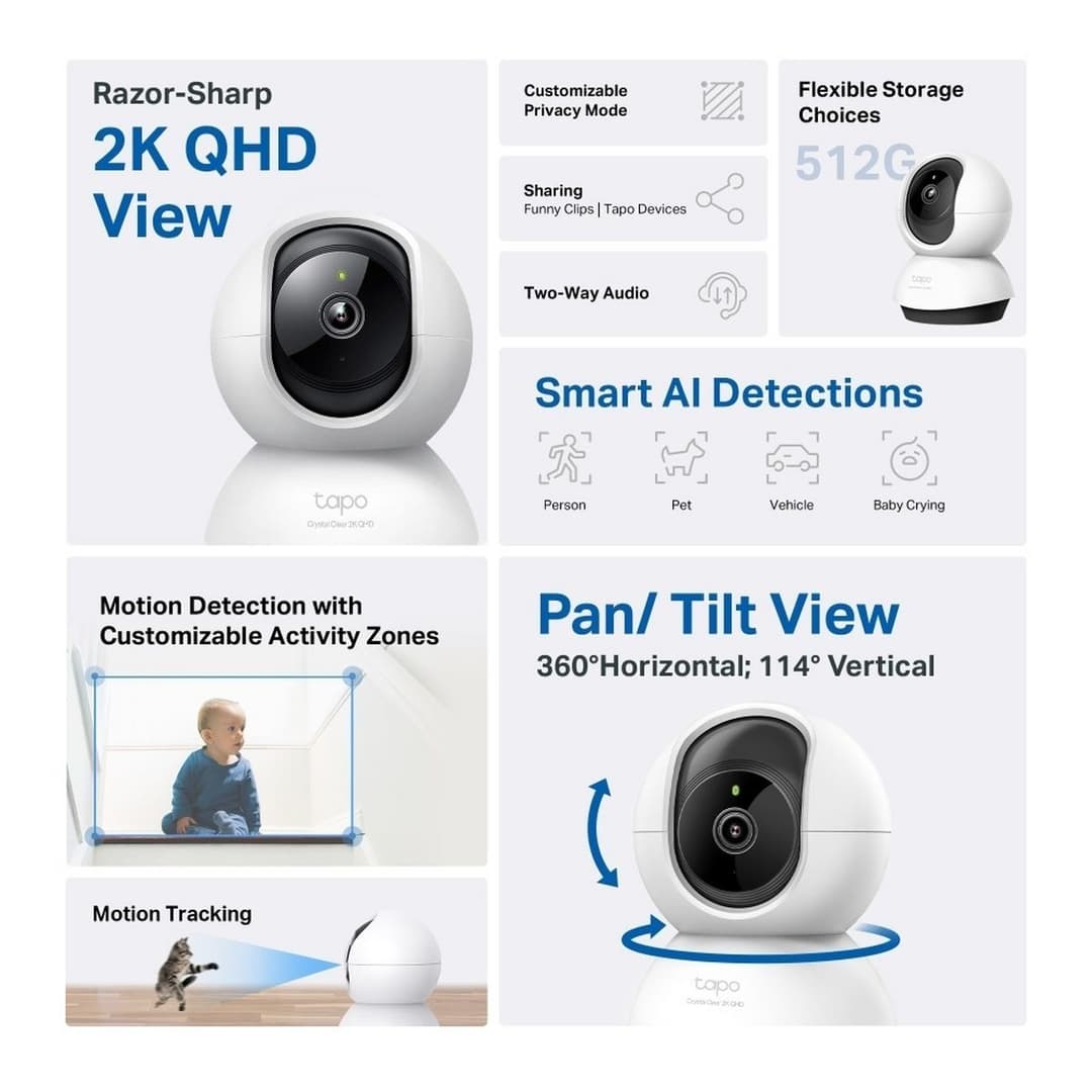 Tapo C220 2K 4MP Pan/Tilt Wi-Fi AI Home Security Camera - Image 3