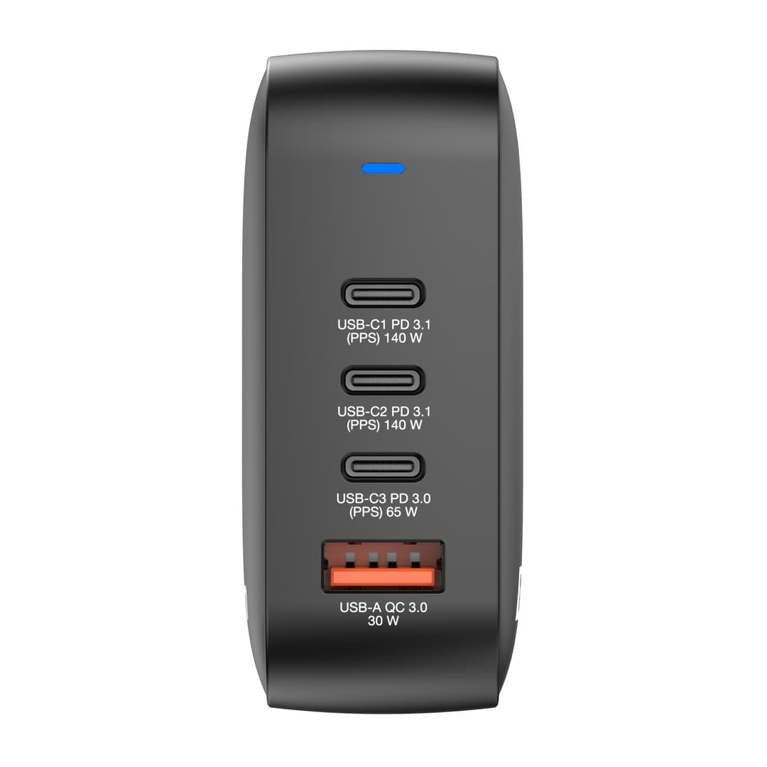 Verbatim Mini GaN Charger 165W 4 Port US plug with EU and UK adaptors - Image 4