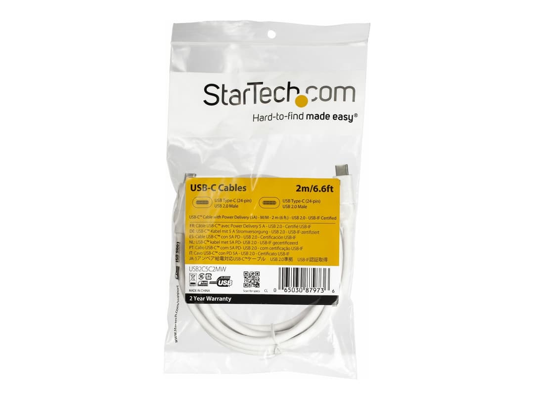 StarTech USB-C to USB-C Cable 2m White - Image 1