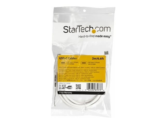StarTech USB-C to USB-C Cable 2m White - Image 5