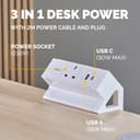 Fellowes Power Desk Socket with 1 Power Socket 1 USB-A & USB-C Ports White thumbnail 4