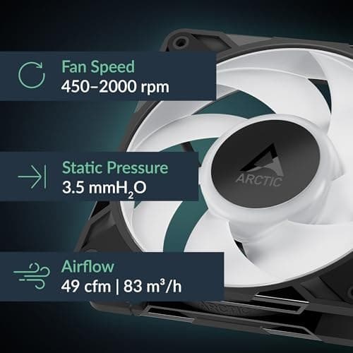 ARCTIC P12 Pro A-RGB LN - Low-Noise Premium Fan, 120 mm PWM Fan with Y-Cable Splitter, 450-2000 rpm, 0 rpm <5% PWM, 5V Digital RGB, Fluid Dynamic Bearing, 4-Pin - Black - Image 5