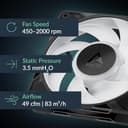 ARCTIC P12 Pro A-RGB LN - Low-Noise Premium Fan, 120 mm PWM Fan with Y-Cable Splitter, 450-2000 rpm, 0 rpm <5% PWM, 5V Digital RGB, Fluid Dynamic Bearing, 4-Pin - Black thumbnail 5