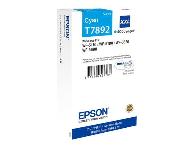 Epson T7892 - XXL size - cyan - original - ink cartridge - Image 3