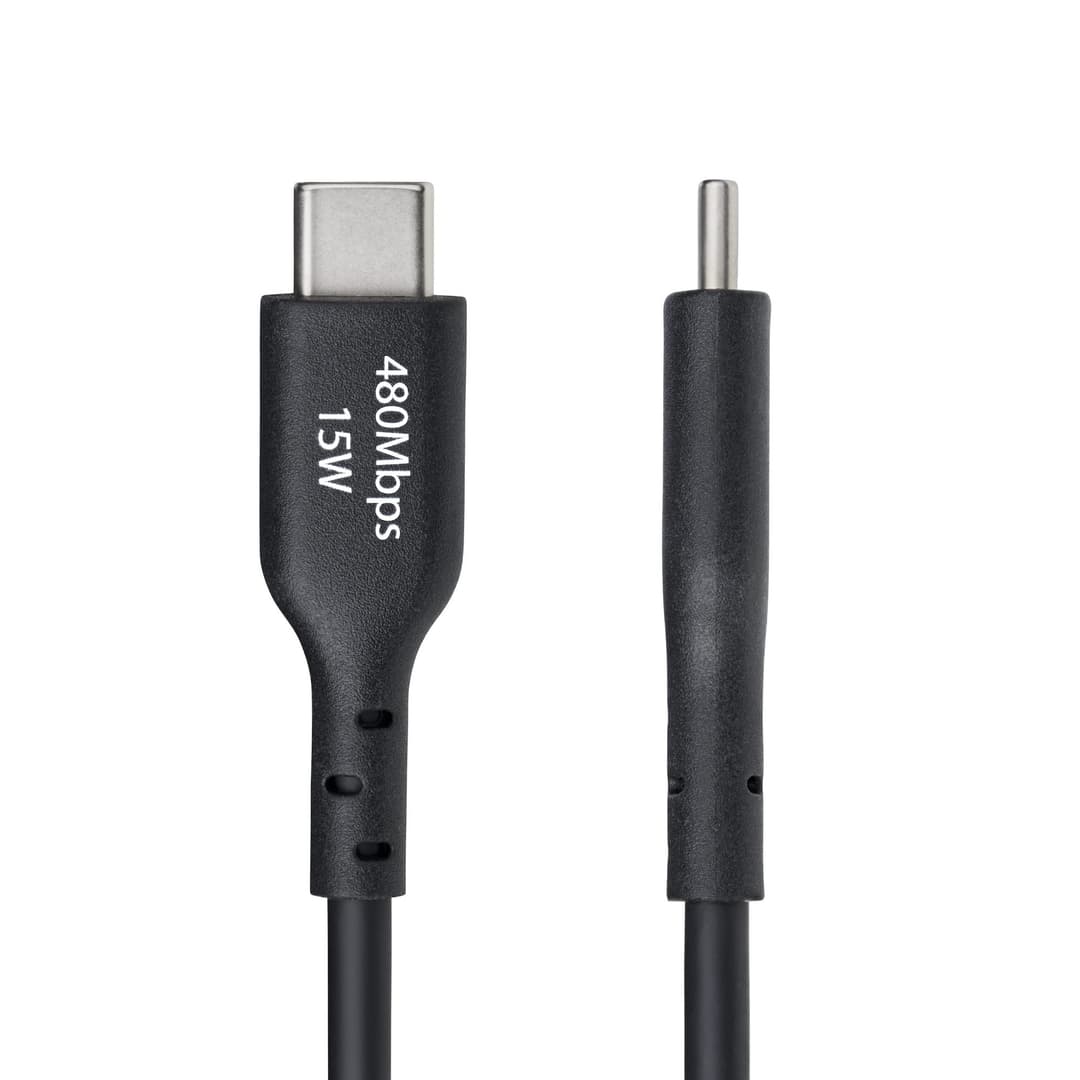 StarTech.com 1ft (30cm) USB-A to USB-C Charging Cable, Charge & Sync, 3A, USB 2.0, TPE Jacket - Black USB Charging Cord - Image 3