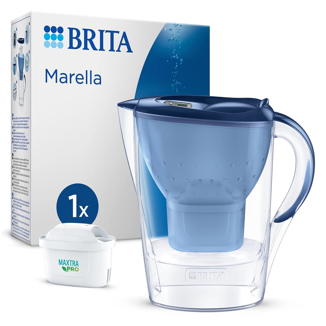 BRITA Water Filter Jug MAXTRA Marella, 1x Pure Performance Cartridge - Blue - Image 1