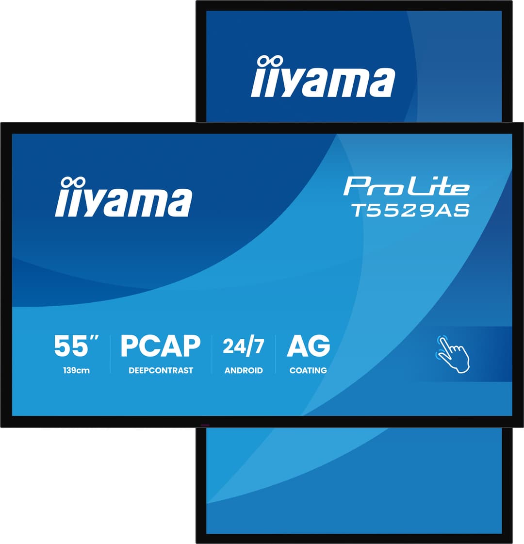 iiyama T5529AS-B1AG Signage Display Kiosk design 138.7 cm (54.6") LED Wi-Fi 450 cd/m² 4K Ultra HD Black Touchscreen Built-in processor Android 24/7 - Image 1