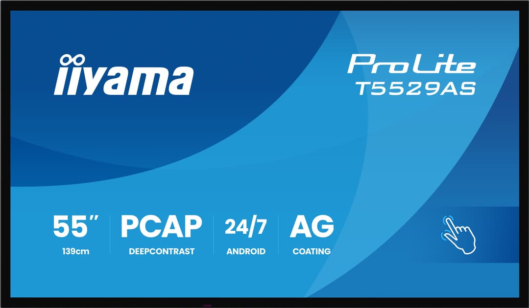 iiyama T5529AS-B1AG Signage Display Kiosk design 138.7 cm (54.6") LED Wi-Fi 450 cd/m² 4K Ultra HD Black Touchscreen Built-in processor Android 24/7 - Image 2