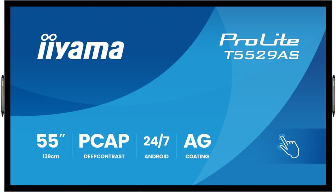iiyama T5529AS-B1AG Signage Display Kiosk design 138.7 cm (54.6") LED Wi-Fi 450 cd/m² 4K Ultra HD Black Touchscreen Built-in processor Android 24/7 - Image 3