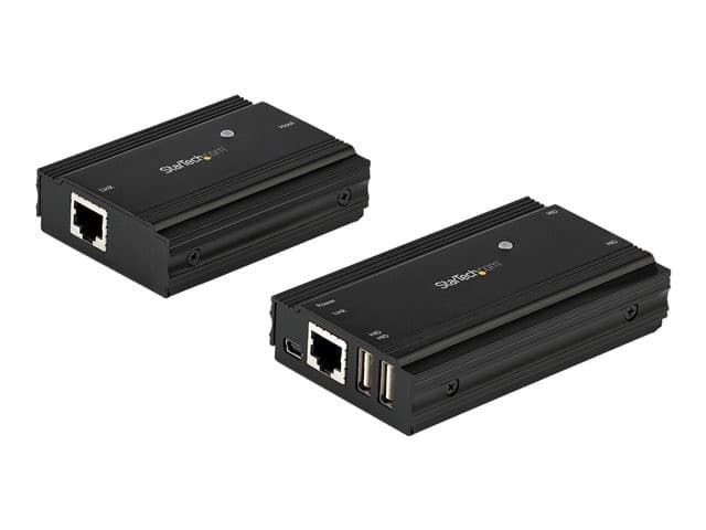 StarTech.com 4 Port USB 2.0 Extender Hub over Single CAT5e/CAT6 Ethernet Cable (RJ45), 330ft (100m), USB Extender Adapter, Externally Powered, 480 Mbps, Metal USB Extender Kit - Power/Link LEDs (USB2004EXT100) - USB extender - USB 2.0