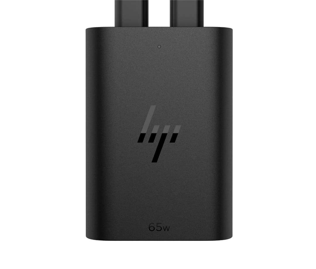 HP 65W GaN USB-C Laptop Charger (600Q7AA#ABU) - Black - Image 1