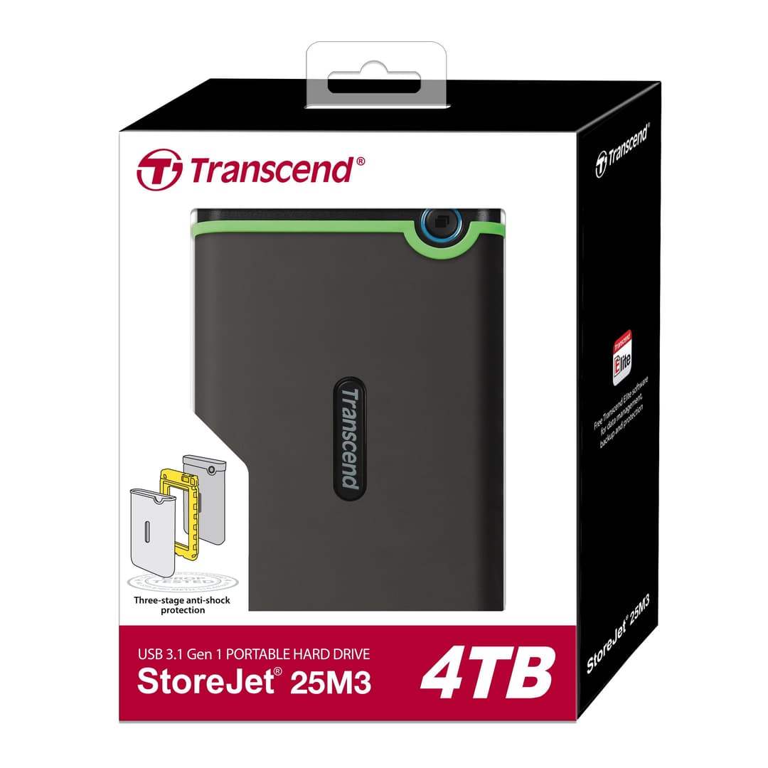 4TB Transcend StoreJet 25M3 USB3.1 Slim Portable Hard Drive Shock-Resistant - Image 4