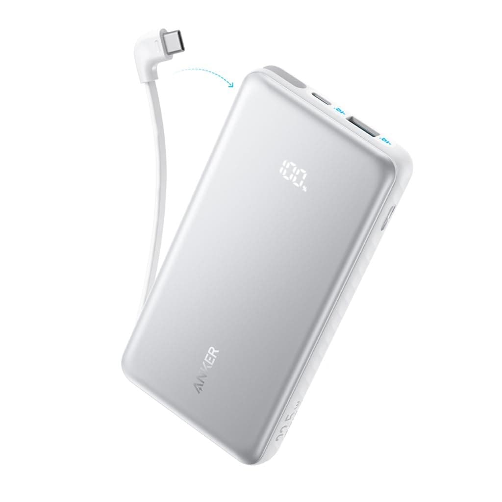 Anker Zolo Power Bank 10000mAh 22.5W with Built-in USB-C Cable - White - Image 1