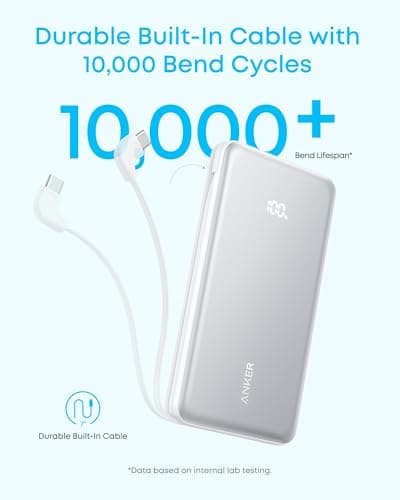 Anker Zolo Power Bank 10000mAh 22.5W with Built-in USB-C Cable - White - Image 5