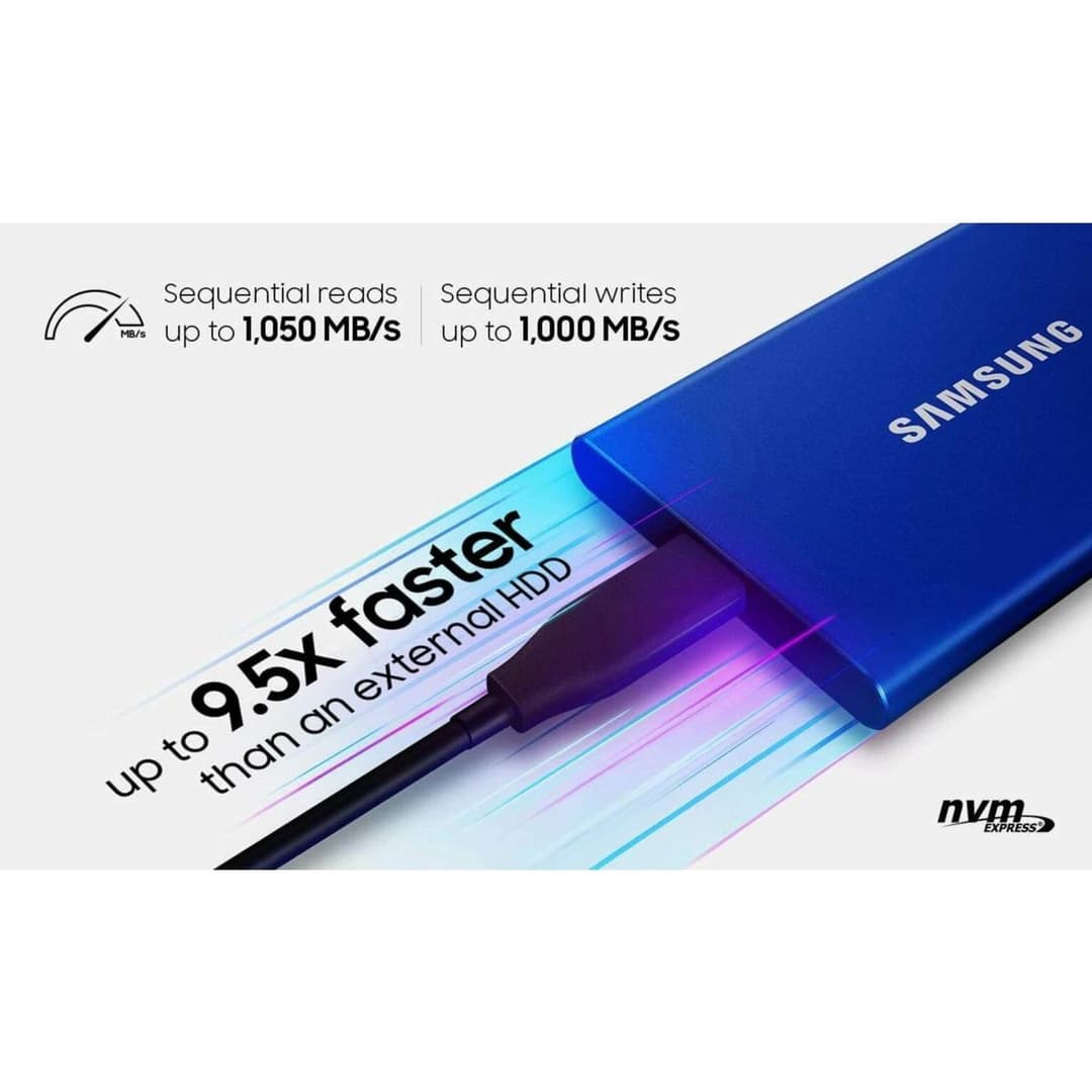 Samsung T7 Portable SSD USB 3.2 Gen 2 1TB - Blue - Image 7