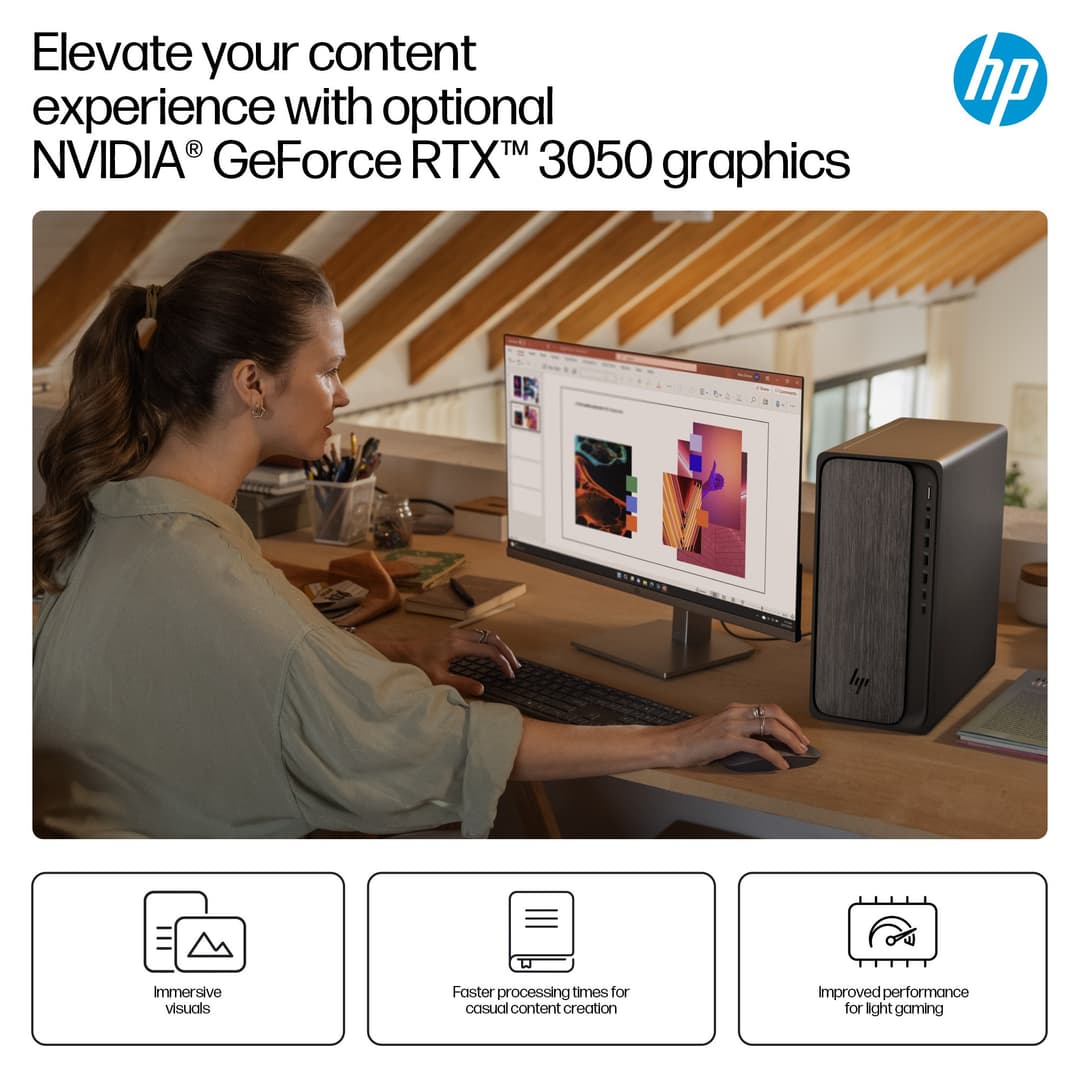 HP OmniDesk M02-0005na Desktop PC AMD Ryzen 5 8500G 8GB 1TB SSD Windows 11 Home - Black - Image 3