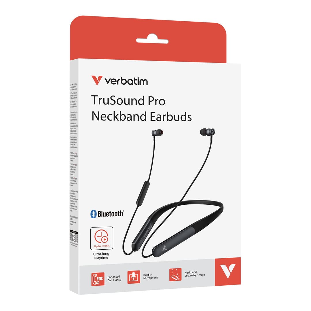 Verbatim TruSound Pro Neckband Earbuds Black - Image 2
