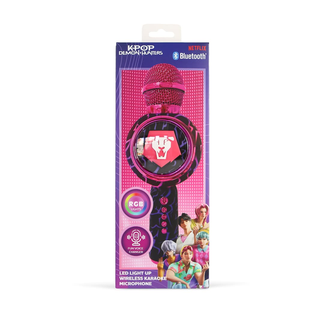 OTL KPop Demon Hunters Saja Boys LED Light-Up Wireless Karaoke Microphone Pink - Image 5