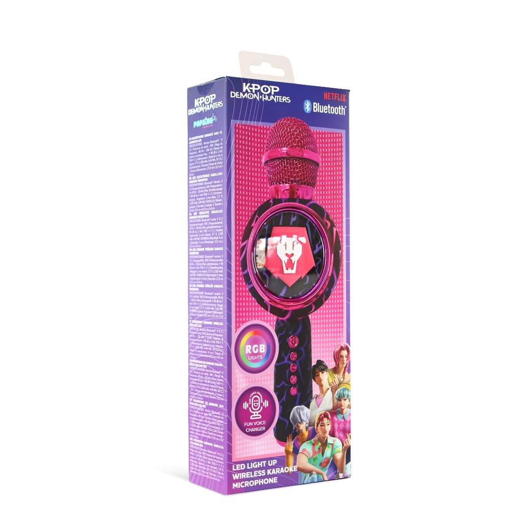 OTL KPop Demon Hunters Saja Boys LED Light-Up Wireless Karaoke Microphone Pink - Image 7