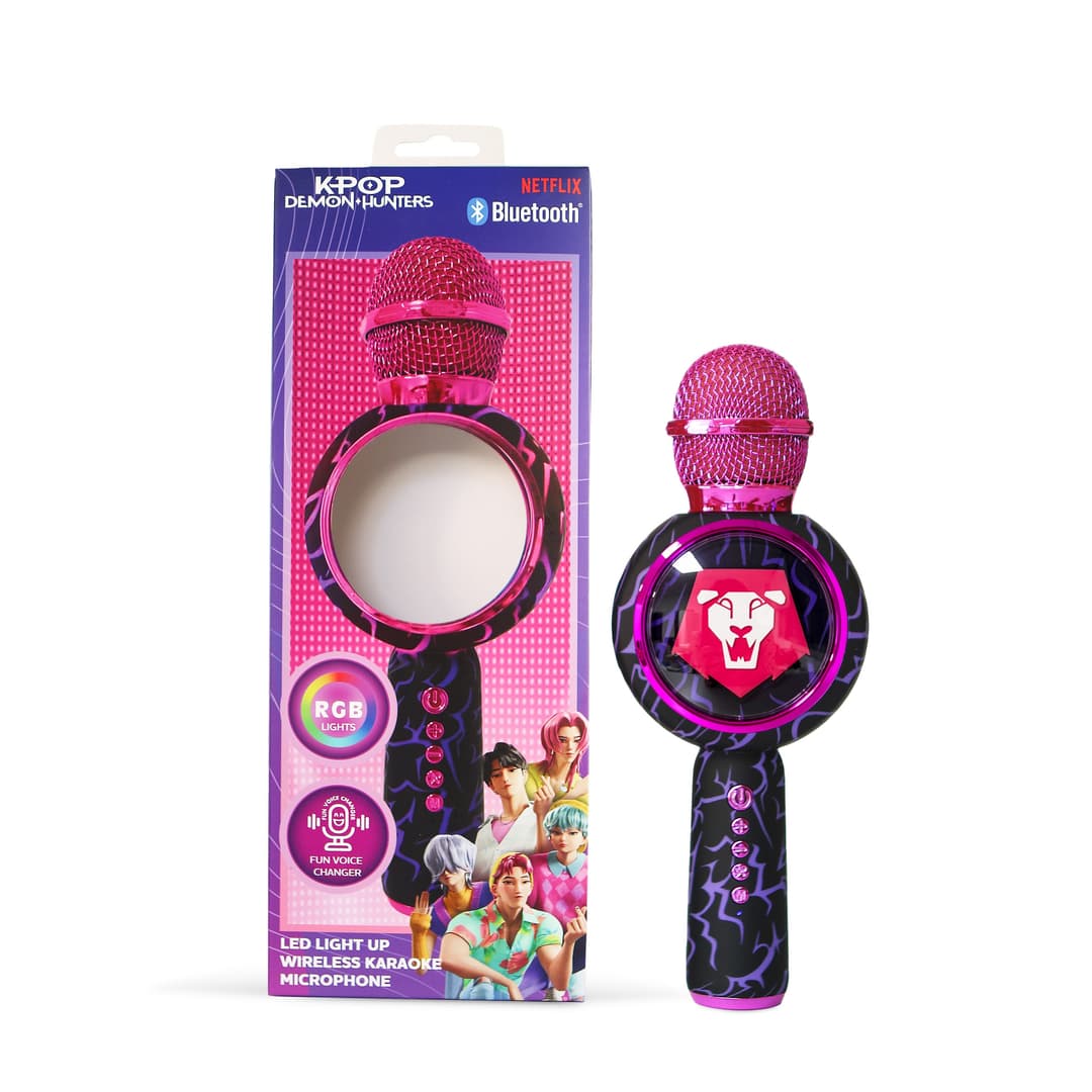 OTL KPop Demon Hunters Saja Boys LED Light-Up Wireless Karaoke Microphone Pink - Image 8