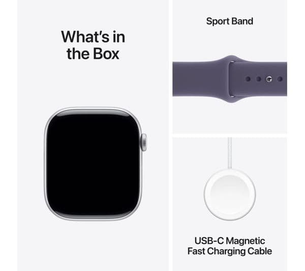 Apple Watch Series 11 GPS 46mm Silver Aluminium Case with Purple Fog Sport Band - M/L - Image 9