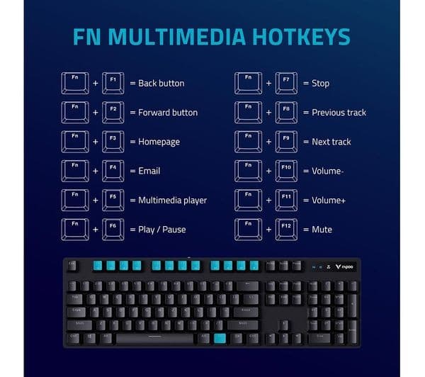 Rapoo V500PRO 2.4GHz Wireless Mechanical Gaming Keyboard Black - Full Size - Image 5