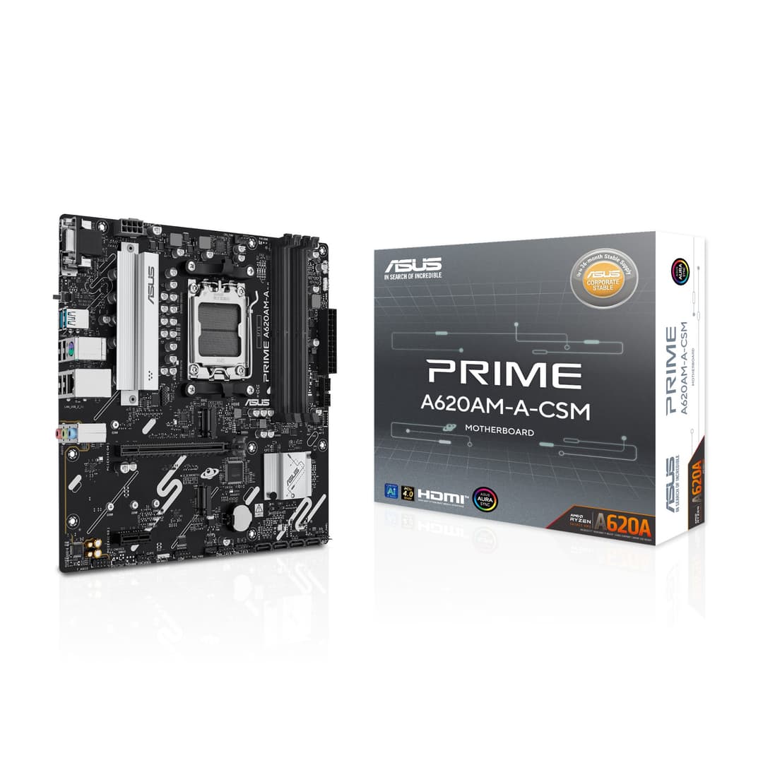 ASUS PRIME A620AM-A-CSM AMD A620A micro ATX AM5 Motherboard - Image 1