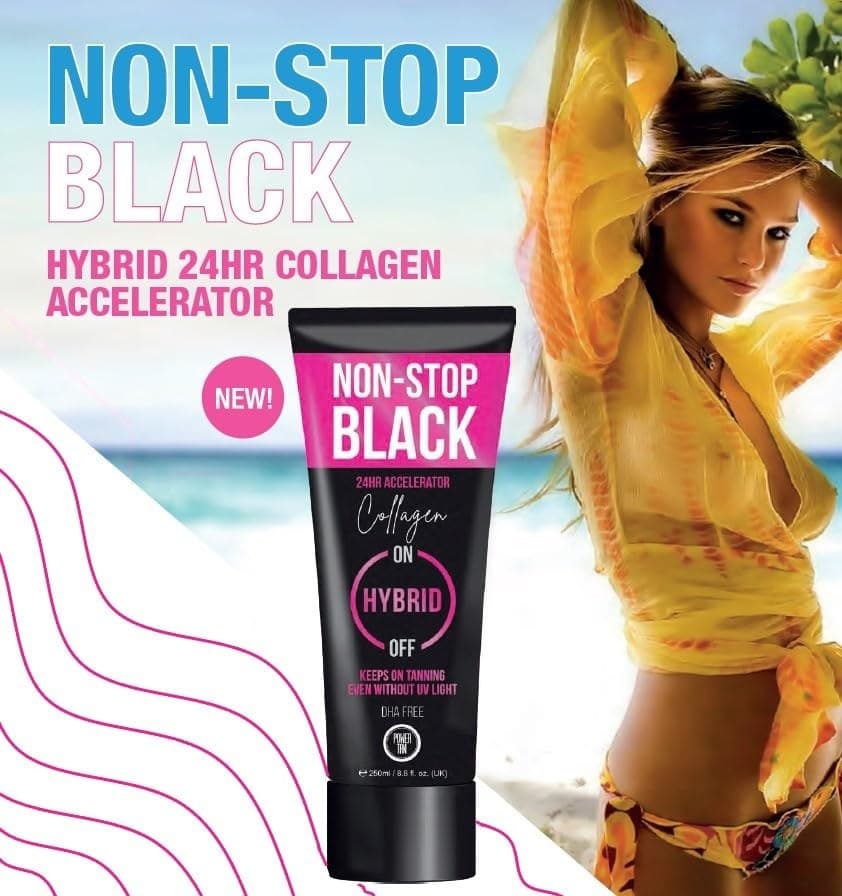 Power Tan Non-Stop Black Collagen Tanning Accelerator Cream - Off White - Image 2