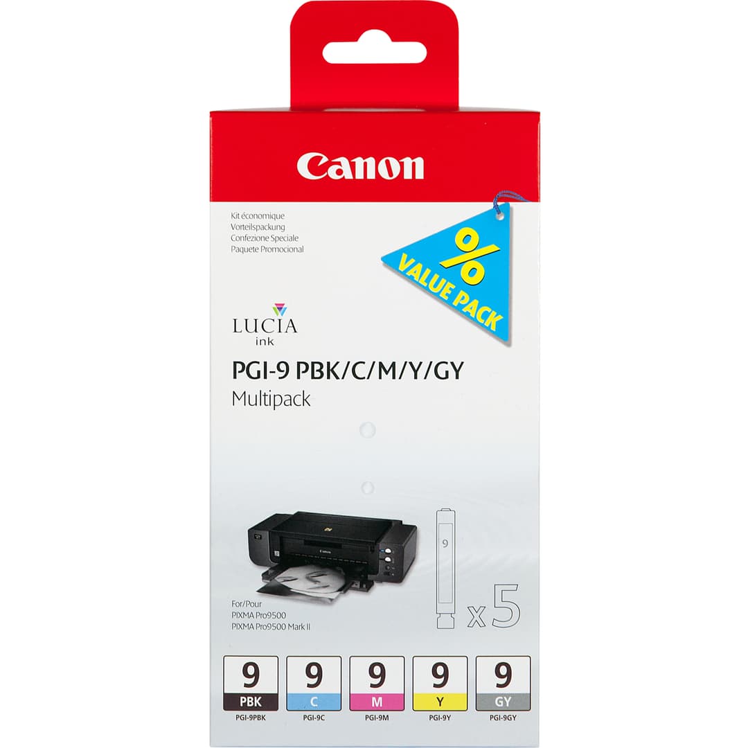 Canon PGI-9 PBK/C/M/Y/GY 5 Ink Cartridge Multipack - Image 1