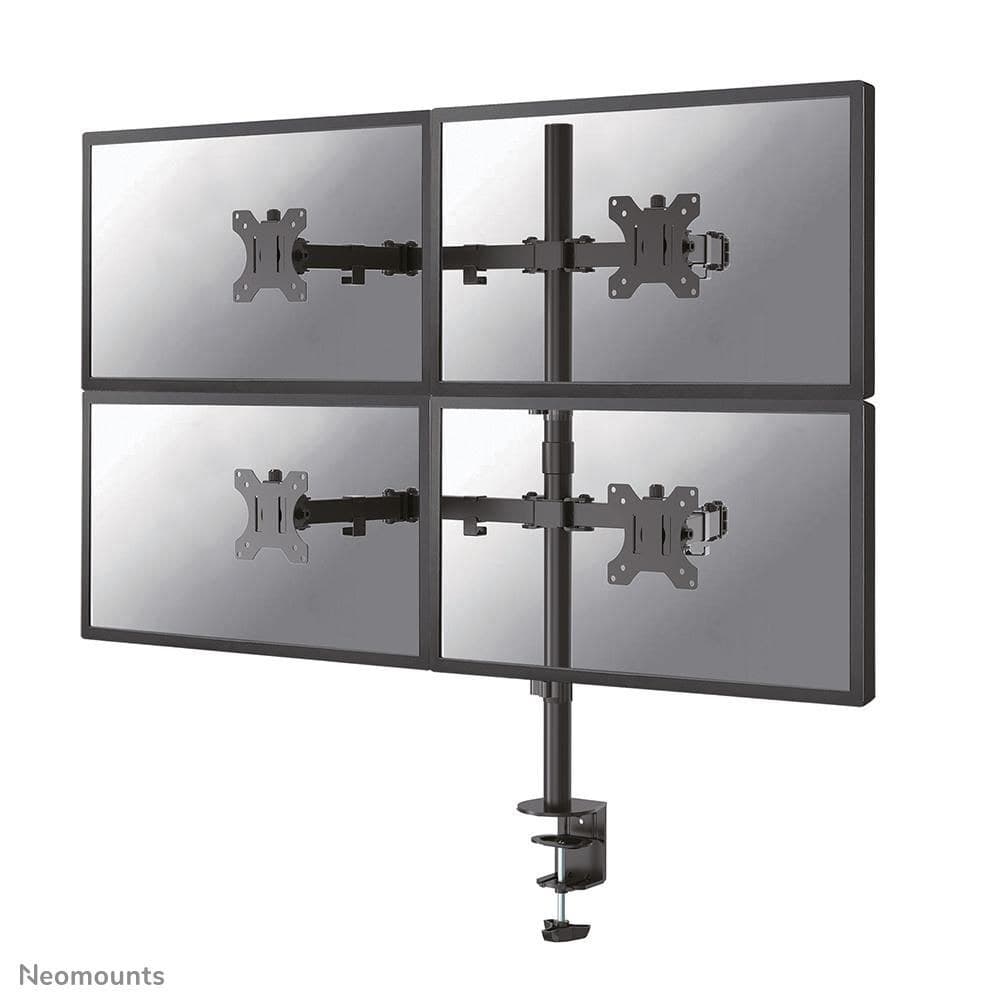 Neomounts FPMA-D550D4BLACK Full Motion Desk Mount, 4 Screens 13-32", VESA 75x75-100x100mm, Max 6 kg/Screen, Clamp/Grommet, Black