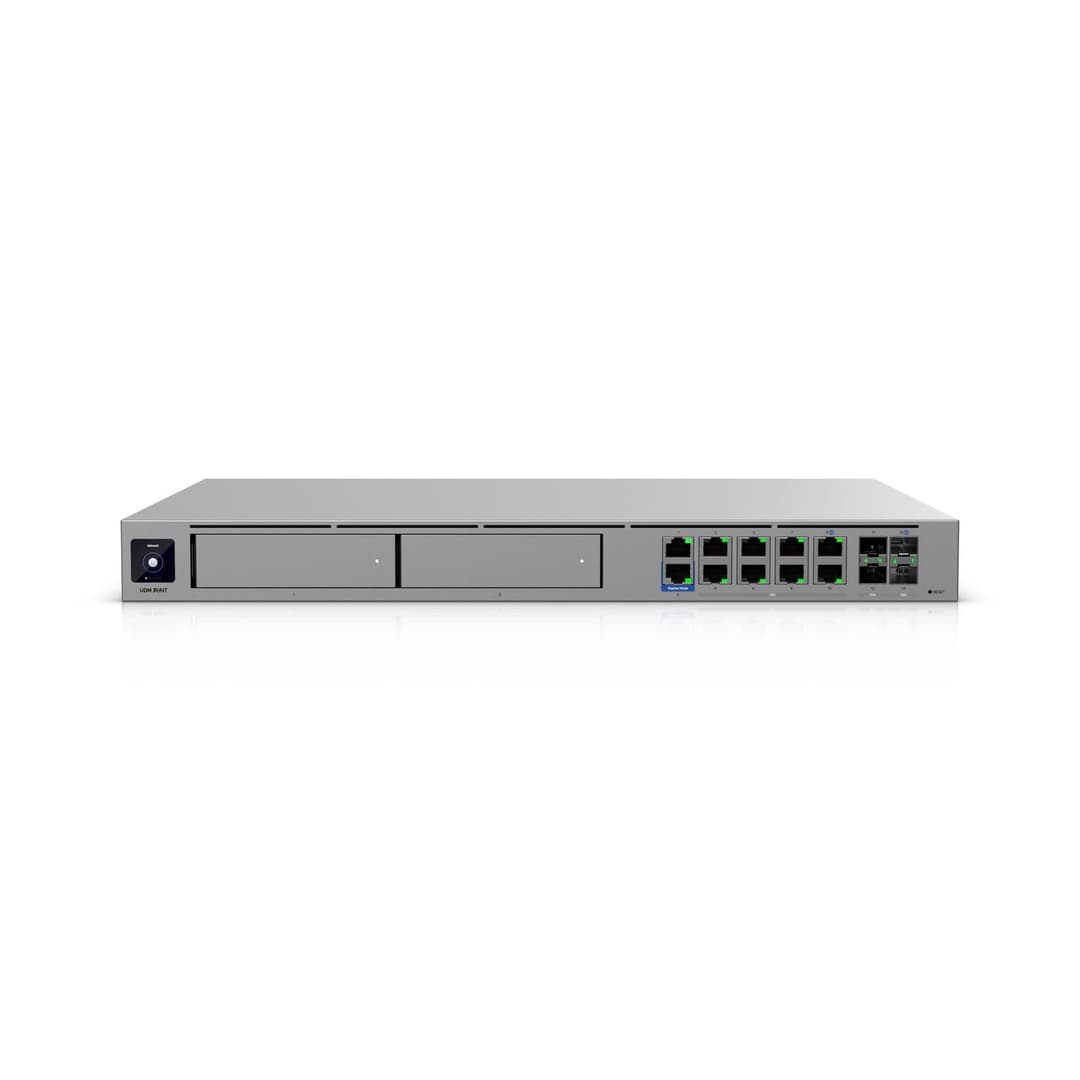 Ubiquiti UniFi Dream Machine Beast (UDM-Beast) 1U Rack-Mount Cloud Gateway, 25 Gbps IPS/IDS, 8x 10GbE RJ45, 2x 10G SFP+, 2x 25G SFP28, 2x 3.5" HDD Bays - Image 1