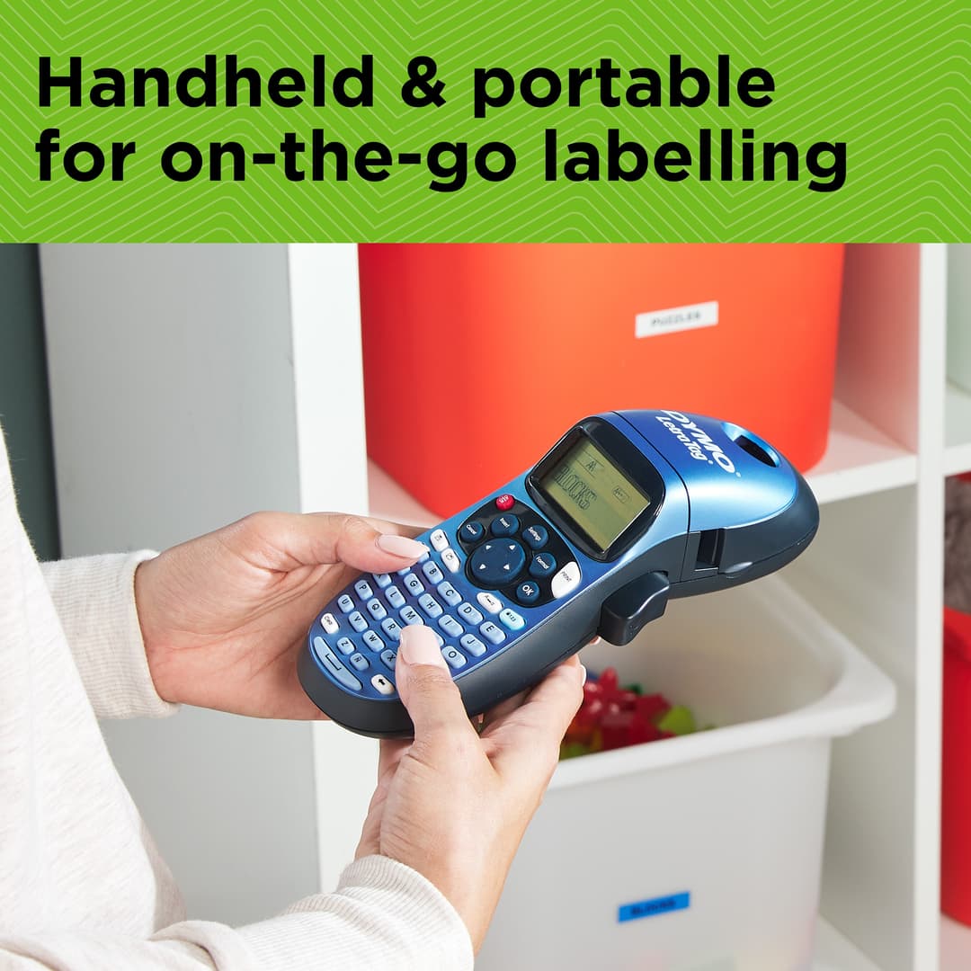 DYMO LetraTag LT-100H Handheld Label Maker | ABC Keyboard Label Printer with Easy-to-Use13 Character LCD Screen | for Home or Office | Blue - Image 4