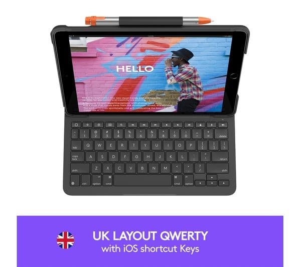 LOGITECH iPad Slim 10.2" Keyboard Folio Case - Black - Image 2