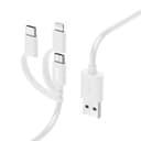 Hama 3-in-1 Charging Cable, USB-A to Micro-USB / USB-C / Lightning, 1 m, White thumbnail 1