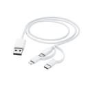 Hama 3-in-1 Charging Cable, USB-A to Micro-USB / USB-C / Lightning, 1 m, White thumbnail 2