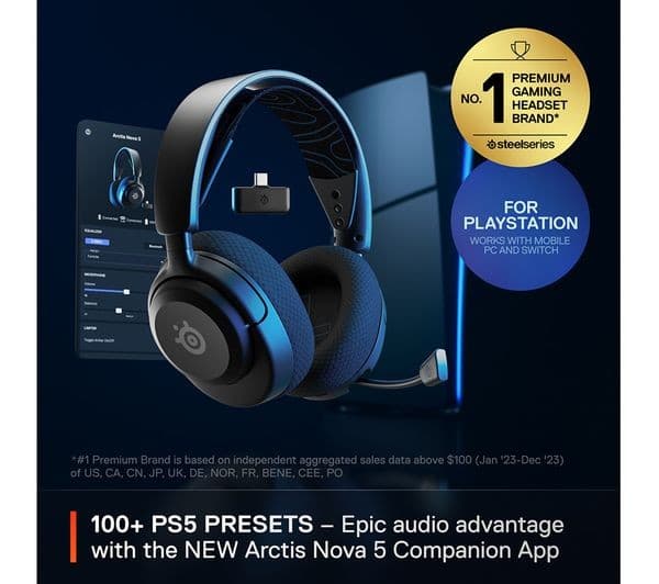 SteelSeries Arctis Nova 5P Wireless PS5 Gaming Headset - Black - Image 2
