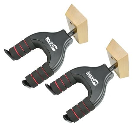 RockJam 2-Pack Guitar Hanger and Wall Mount Bracket Holder for Acoustic and Electric Guitars - Image 1