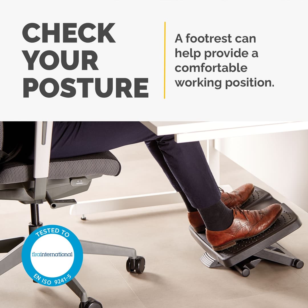 Fellowes Foot Rest Under Desk - Professional Series Ultimate Foot Support Ergonomic Foot Rest with 3 Height Adjustments & Massage Surface - Foot Rest Stool for Office & Home - Black - Image 2